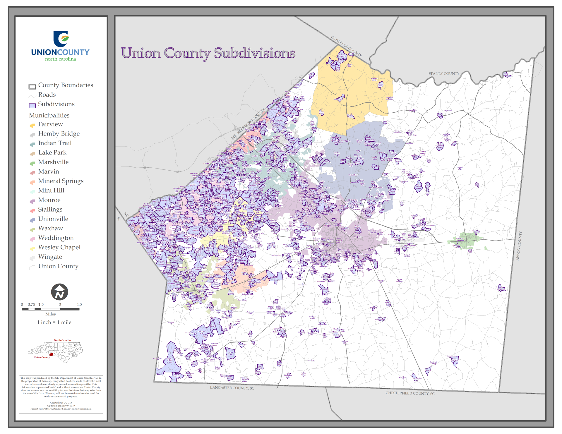 Standard Maps Union County NC