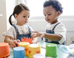 Toddlers playing at day care center