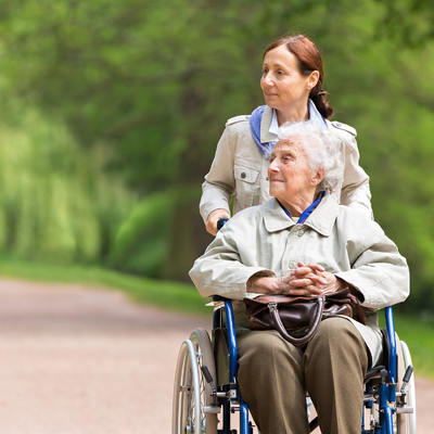 Elderly woman in Wheelchair
